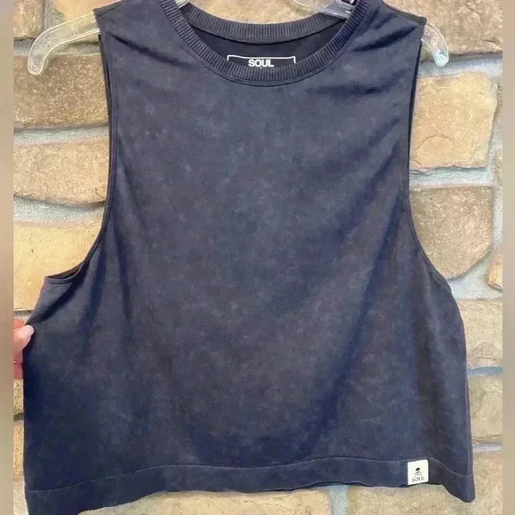 Soul Women’s Crop Tank Black Marble Soft  Small - Picture 1 of 11